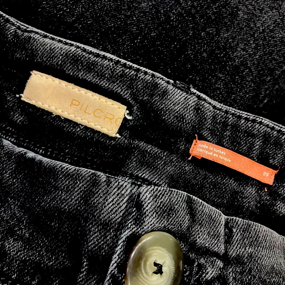 Anthropologie Pilcro Black “Skipper” Wide Leg High Waisted Crop Jeans Size 29 - Picture 4 of 9